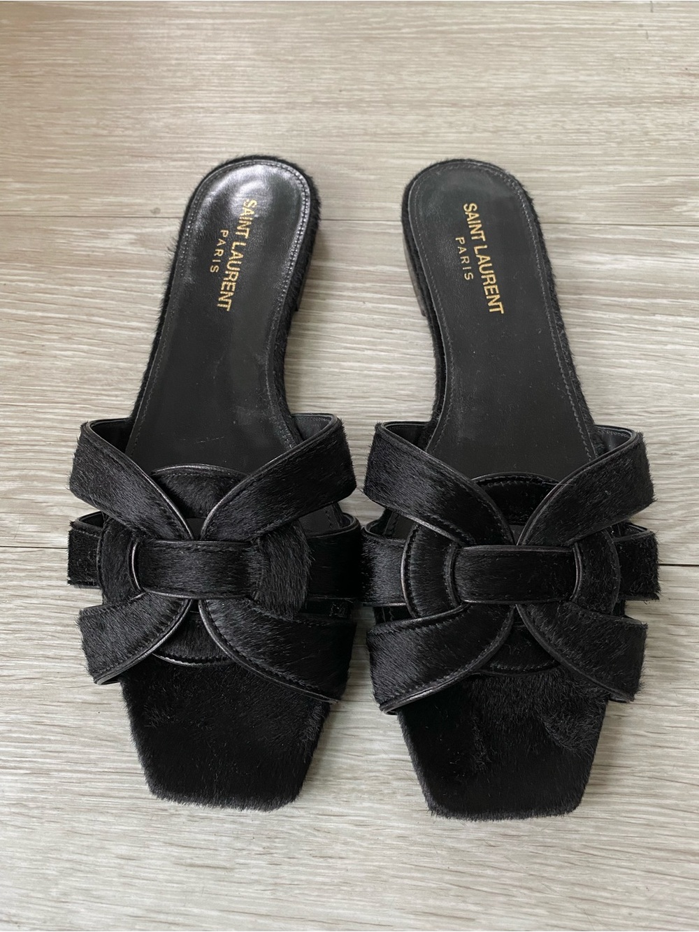 Saint Laurent Black Tribute Sandals